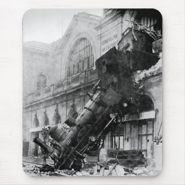 Tapis De Souris Épave ferroviaire à Montparnasse, catastrophe ferr (Devant)