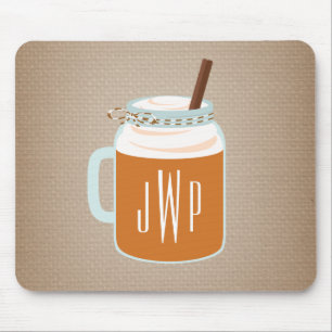 Tapis De Souris Épices Citrouilles monogrammes Mason Jar Boisson 