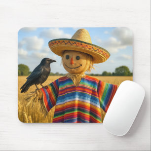 Tapis De Souris Épouvantail portant un sombrero et un poncho