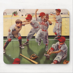 Tapis De Souris Équipe de baseball vintage, garçons en train de se