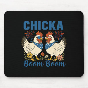 Tapis De Souris Équipe de poulets Chicka Boom Boom patriote 4 juil