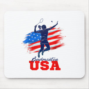 Tapis De Souris Équipe de soutien Badminton Usa Drapeau Américain