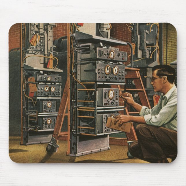 Tapis De Souris Équipement de fixation vintage de technicien radio (Devant)