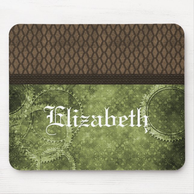 Tapis De Souris Équipement en métal Steampunk Mousepad, vert (Devant)