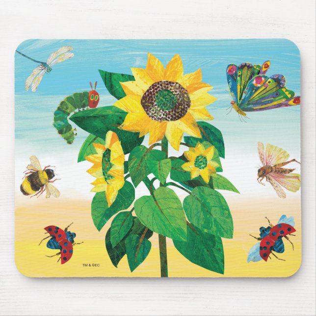 Tapis De Souris Eric Carle | Scène de fleurs du jardin (Devant)