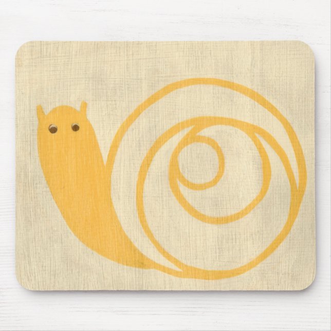Tapis De Souris Escargot jaune sur Arrière - plan crème (Devant)