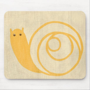 Tapis De Souris Escargot jaune sur l'arrière - plan crème