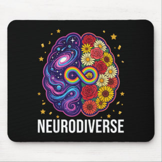 Tapis De Souris Espace Floral Coloré Cerveau Neurodiverse Autisme