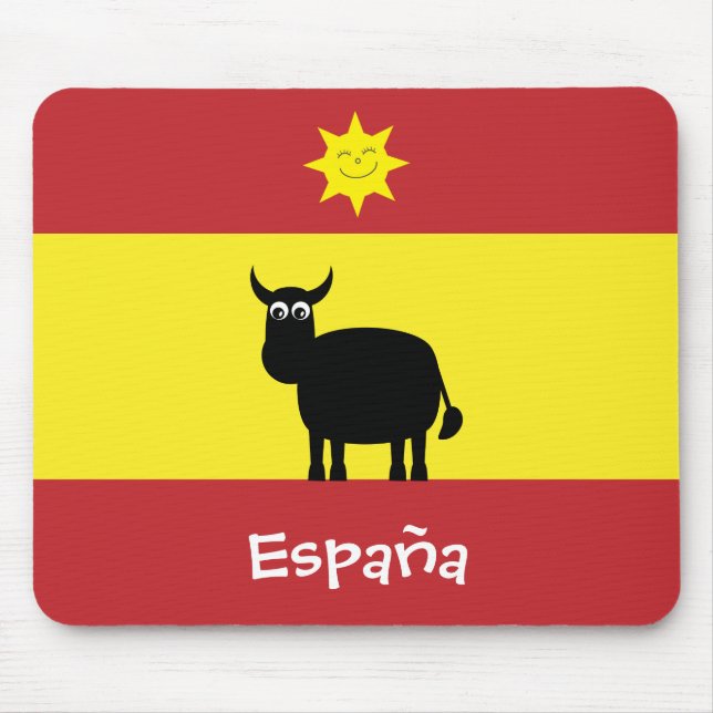 Tapis De Souris Espagnol drôle Taureau et drapeau de Sun España (Devant)