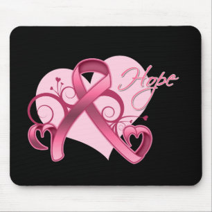 Tapis De Souris Espoir floral de ruban - cancer du sein