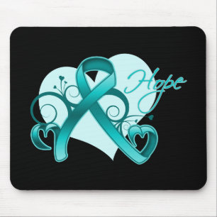 Tapis De Souris Espoir floral de ruban - Cancer ovarien