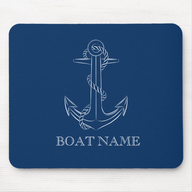 Tapis De Souris Esprit Nautique Ancre Bleu Marine (Devant)