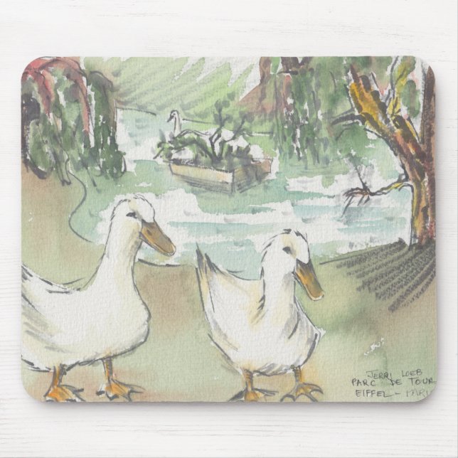 Tapis De Souris Esquisse d'aquarelle Mousepad "Canards/Paris" (Devant)