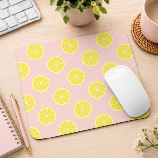Tapis De Souris Esthétique estivale girly Tranche de citron rose