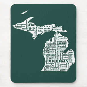 Tapis De Souris État vert des villes du Michigan