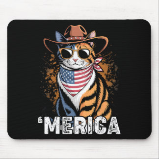 Tapis De Souris États-Unis d'Amérique Chat 4 juillet Hommes Femmes