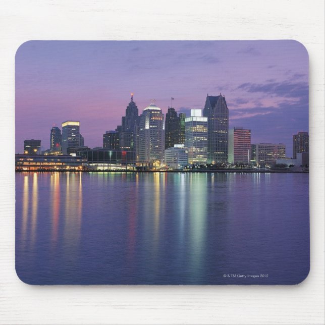 Tapis De Souris États-Unis, Michigan, skyline de Detroit, nuit (Devant)