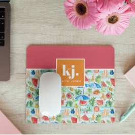 Tapis De Souris Été amusant Monogramme élégant