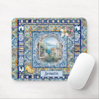 été italie carreaux bleu floral citrus monogramme