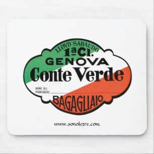 Tapis De Souris Étiquette de bagages de 1ère classe Conte Verde