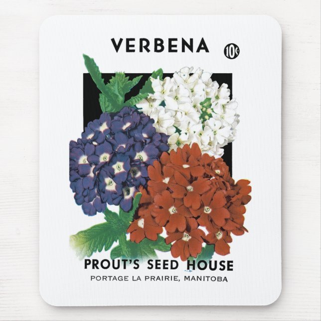 Tapis De Souris Étiquette de paquets de semences Verbena (Devant)