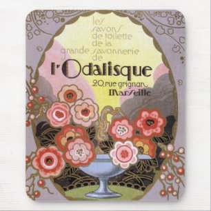 Tapis De Souris Étiquette de parfum d'Odalisque de l d'art déco