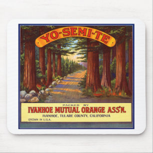 Tapis De Souris Étiquette orange vintage de Yo-Semi-Te