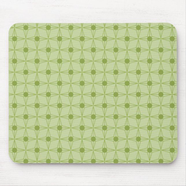 Tapis De Souris Étoile à pointes rétro Mousepad, Vert olive (Devant)