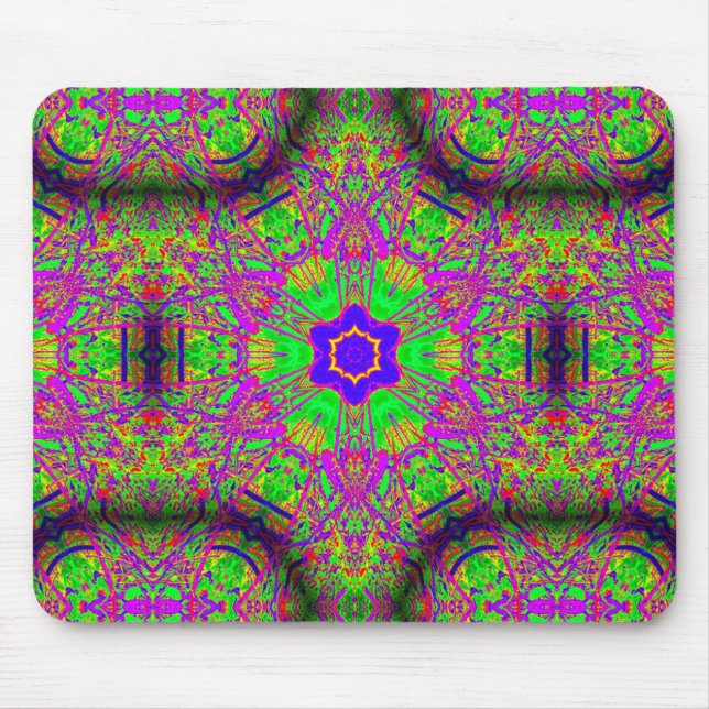 Tapis De Souris étoile bleu pourpre vert six points (Devant)