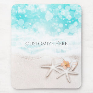 Tapis De Souris Étoile de mer de plage de sable blanc Océan bleu t
