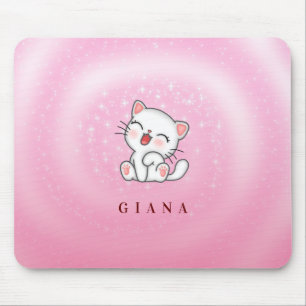 Tapis De Souris Étoiles blanches de chats monogrammes