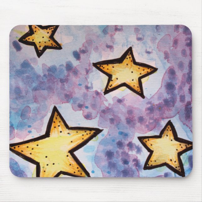 Tapis De Souris étoiles de nuit en aquarelle (Devant)