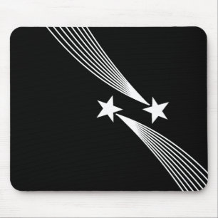 Tapis De Souris Étoiles de tir - Blanc sur Noir