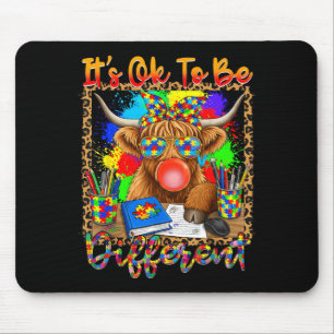 Tapis De Souris Être Différent Autisme Vache des Highlands Autisme