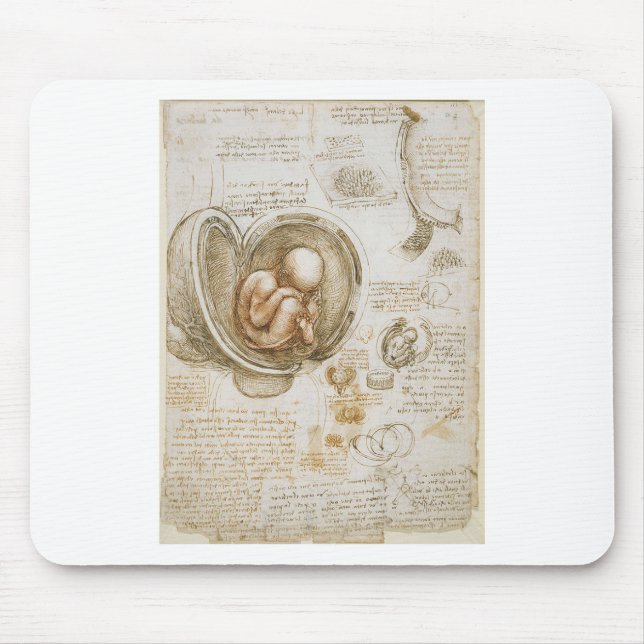 Tapis De Souris Études de Leonardo da Vinci du foetus dans (Devant)
