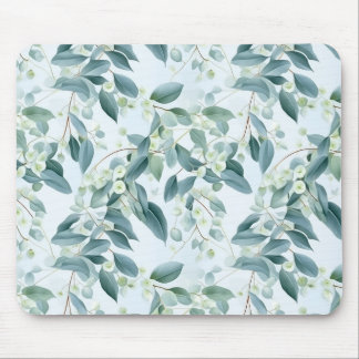 Tapis De Souris Eucalyptus Vert Sage Doux Aquarelle