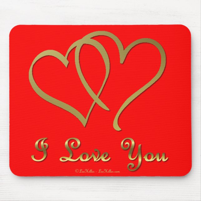 Tapis De Souris Eventré Gold Hearts i Love You (Devant)