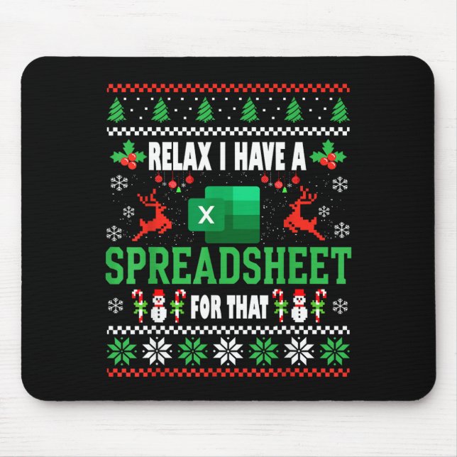 Tapis De Souris Excel Ugly Christmas Sweater I Have A Spreadsheet  (Devant)