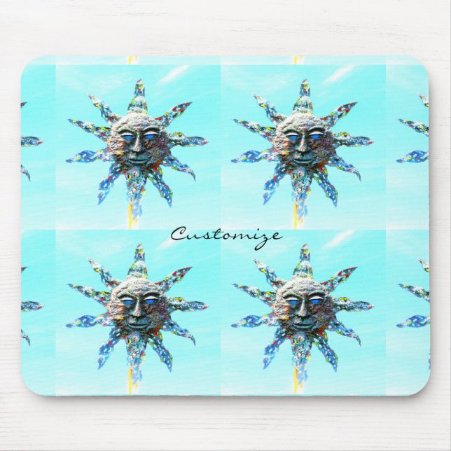 Tapis De Souris faces solaires sur le Thunder_Cove bleu (Devant)