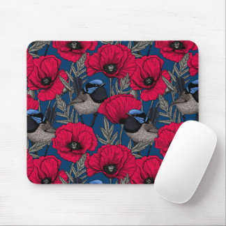 Tapis De Souris Fairy wren and poppies