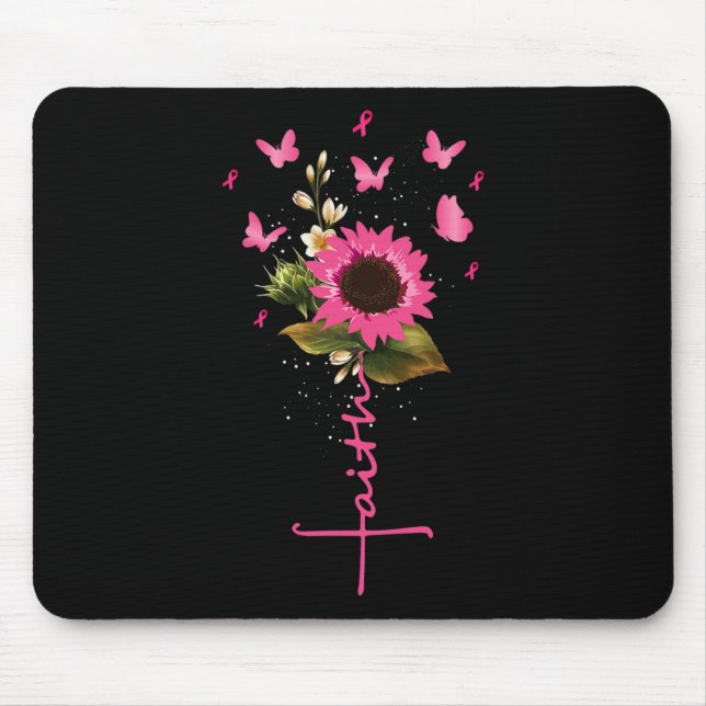 Tapis De Souris Faith Cross Cancer du sein Sensibilisation Don chr (Devant)