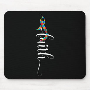 Tapis De Souris Faith Cross Sensibilisation sur l'autisme Ruban Pu