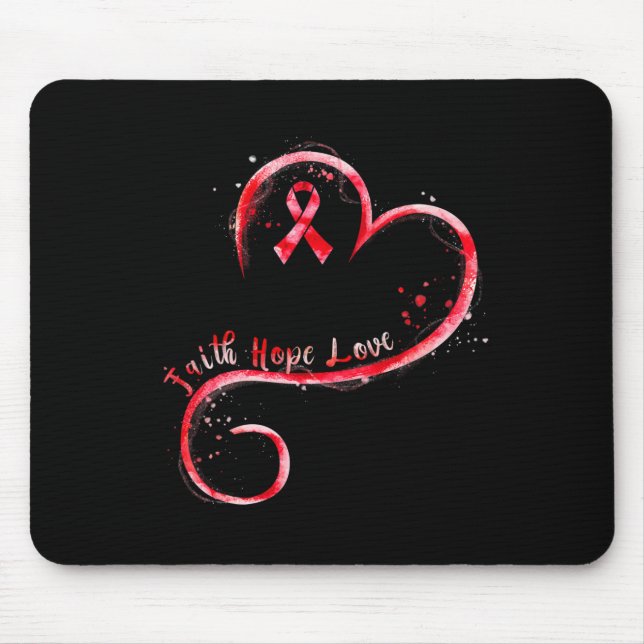 Tapis De Souris Faith Hope Love Burgundy Ribbon Cerveau Aneurysm A (Devant)