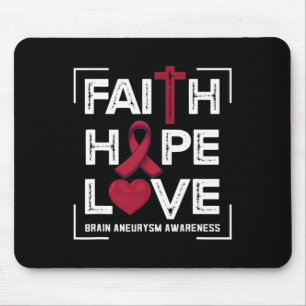 Tapis De Souris Faith Hope Love Cerveau Aneurysme Sensibilisation