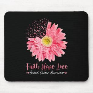 Tapis De Souris Faith Hope Love Pink Ribbon Daisy Sunflowers Breas