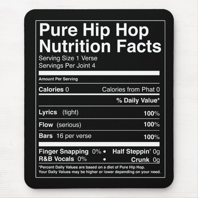 Tapis De Souris Faits de nutrition de hip hop (Devant)