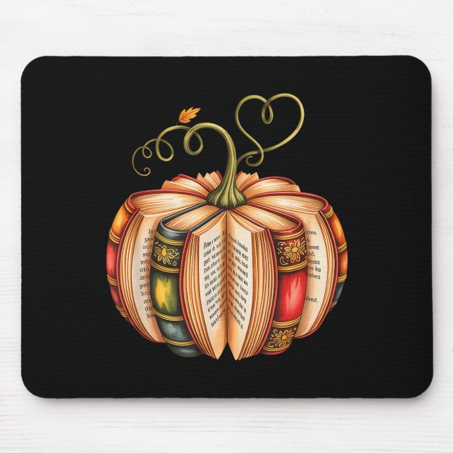 Tapis De Souris Fall Book Pumpkin Fall Librarians Bookworm Teacher (Devant)