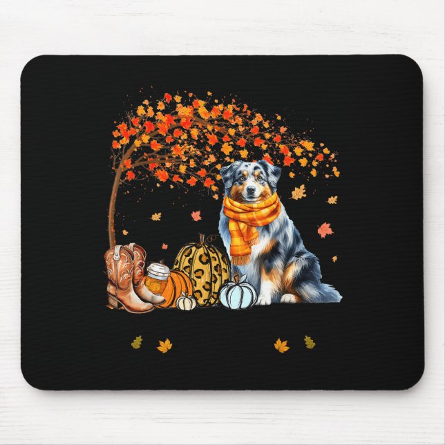 Tapis De Souris Fall Maple Tree Print Dog Lover Happy Thanksgiving (Devant)