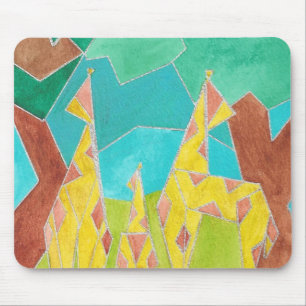 Tapis De Souris Famille de girafes Art abstrait original