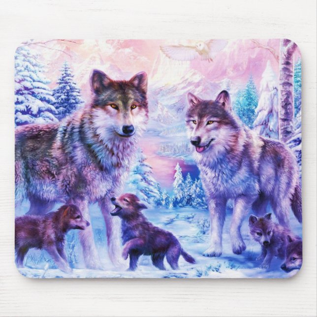 Tapis De Souris Famille de loup (Devant)
